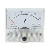 uxcell　アナログ電圧計　電圧計　ダイヤルパネルゲージ　電圧　DC　0-50V　85C1-V　64mm x 56mm