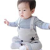 Neky ベビー服 ロンパース 男の子 女の子 キッズ服 カバーオール 長袖 ３点セット 星柄 出産祝い プレゼント (ネイビー, 80)