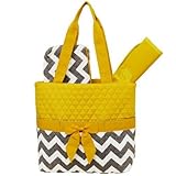 Grey & White Chevron Print 3pc. Diaper Bag (Yellow) by Zebragogog [並行輸入品]
