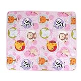 ハニー・ベッディング（Honey Bedding）幼児用 キルティング マットレス保護パッド 防水 可愛いデザイン 107ｘ135cm 超音波法（ベビー・アニマル・ブルー） (ラブリーアニマルピンク)