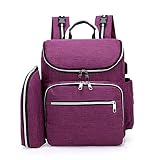 おむつバッグバックパック防水大容量絶縁バックパックパックおむつバッグオーガナイザー (Color : Purple)