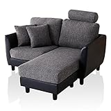 LOWYA （ロウヤ） ソファ カウチソファ ポケットコイル使用 ヘッドレスト付き 洗えるカバー ファブリック 二人掛け グレー おしゃれ 新生活