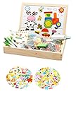 yasushoji 木のおもちゃ 知育玩具 磁気 パズル マグネット ホワイトボード 木製 プレゼント 幼児 落書き (タイプF)