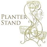 3連フラワースタンド　アンティーク　ホワイト　H54cm