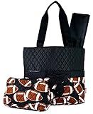 Footballs Quilted Diaper Bag with Changing Pad and Accessory Case - 3 Piece by NGIL