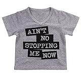 ベビー 子供たち 可愛い 夏の半袖 手紙を印刷 Vネック ビーチ Tシャツトップス (100cm(2-3歳))