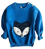C-Princess フクロウモチーフ ニット セーター 長袖 トップス クルーネック 秋冬 ベビー キッズ 女の子 男の子 かわいい おしゃれ着 お出かけ ブルー 90