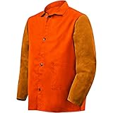 Steiner 12501 30-Inch Jacket, Weldlite Plus Orange Flame Retardant Cotton, Brown Cowhide Sleeves, Me