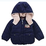 [もうほうきょう] 男の子　綿入れコート　子供服　赤ちゃん　厚い綿服　上着　赤ちゃん棉服1～4歳　児童夾綿入れの上着両面綿コート (90, ディープブルー)