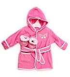 Spasilk 100% Cotton Hooded Terry Bathrobe with Booties, Pink Butterfly, 0-9 Months by Spasilk [並行輸入品