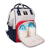 PomeloBest マザーズバッグ 大容量ママリュック ベビー用品収納 保温機能ポケット おむつ替えシート付き 出産お祝い (レッド＋ブルー＋ベージュ)