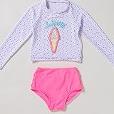 BABY ONE™ （ベビーワン）キッズ水着　長袖　ショートパンツ2点セット アイスクリーム柄　 夏新作　女の子　可愛い 速乾 紫外線カット (120#)