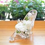 [florence du]プリザーブドフラワー 3輪バラハイヒールアレンジメント ホワイト ガラスの靴 花 ギフト フラワーギフト 結婚 誕生日 プレゼント