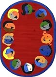 Joy Carpets Kid Essentials Early Childhood Joyful Faces Rug Red 3'10 x 5'4 [並行輸入品]