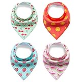 Raymoon赤ちゃん 食事用　ビブ 三角 よだれかけ バンダナ型　お食事エプロン　洗い替え　サイズ調整可能 4枚セット