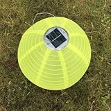Jimeng　直径30CM　防水　ソーラー発電　提灯　ランタン　イルミネーション　太陽光パネル搭載　和風　折り畳み式　イエロー