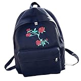 リュックサック Hosam バックパック　レディースバック　キャンバス素材　バラ刺繍　おしゃれ　ファッション　中学生　高校生　大学生　お出かけ　通学　旅行などに対応 小物　携帯　タブレット　ヘッドホン