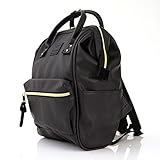 [アネロ] anello リュック ミニ 合皮 フェイクレザーがま口 背面ファスナー付 デイパック レディース Sサイズ AT-B1212ブラック