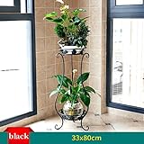 ヨーロッパの錬鉄の多層屋内の花のスタンドリビングルームのバルコニーフロアスタンディングゼラニウム3色オプションレトロ (色 : 黒, サイズ さいず : 33 * 80cm)