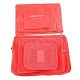 Kicode 6トラ​​ベルパッキングオーガナイザー、 防水メッシュ耐久性のある荷物トラベルキューブ ために アウトドアとホームストレージ （スイカの赤）