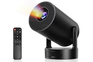 Philoent プロジェクター 家庭用 超小型 【2025アップグレード版Android TV14.0搭載＆270°回転＆HiFi外部スピーカー】 27000LM 1080P 4K対応 短距離投影 高輝度 天井投影 Wi-Fi6 大画面 自動台形補