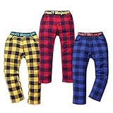 ベビー服 男の子 ロングパンツ Moujonjon ストレッチ ブロックチェック ベビー (3.ブルー/95cm)