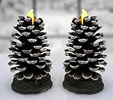 Pine Cone LED Candles - Set of 2 Actual Pinecones LED Flameless Candles - Real Christmas Pine Cones 