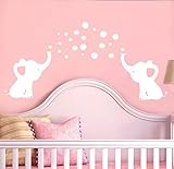 LHKSER Cute Elephant Blowing Bubbles Wall Decal Vinyl Wall Sticker Baby Nursery Decor Kids Room Wall