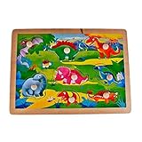 Rolimateデラックスクラシック恐竜木製ペグパズルバンドルの形のおもちゃ