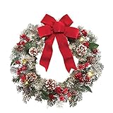 ライト付き パイン フロスト クリスマス リース