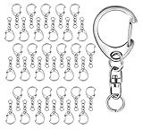 キーホルダー金具 【30個入】ワンタッチキーホルダー 回転カン付き ハンドメイド キーリング アクセサリー DIY 手芸用品 シルバー