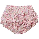 《初夏盛夏対応》(日本製) Pample Mousse(パンプルムース) 天竺ジャガード花柄後身3段フリルブルマ 80cm ~ 90cm /PK NO.DP-72301