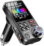 FMトランスミッター HUNDRUP(第四世代) 車載FMトランスミッター Bluetooth5.0 7種類EQ設定可能 QC3.0急速充電 2つUSBポート Bluetooth/USBメモリ対応 1.8インチカラースクリーン 高音/低音DIY調整 ハンズフリー通話 AUX有線接続 Uディスク microSDカード 4つ音楽再生モード 12-24V車対応 周波数76~108Mhz 日本語説明書