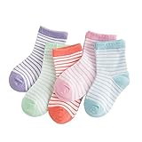 Ainial　靴下　子供用　ベビー　赤ちゃん　ソックス　キッズ　男の子　女の子　可愛い　ボーダー柄　春　夏　秋　クルーソックス　幼児用　カラフル　ガールｚ　ボーイズ　0-1歳 1-3歳 4-7歳 5足