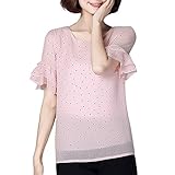 Tシャツ レディース 半袖ジャージ Timsa 韩国風 上着 ブラウス レディース 春 夏 かわいい ポルカドット柄 シフォンシャツ 薄い 半袖 カジュアル 桜祭 フリル インナー トップス OL シ