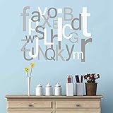 Battoo ABC壁デカールアルファベットデカール子供部屋文字Overlappedアートデカールステッカー子供の部屋ベビーNursery 4" tall to 16" tall MA489-02