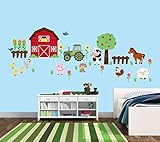Farm Animal Stickers, Farm Decals with Tractor, Cow, Pig, and Barn by Nursery Decals and More