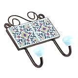 IndianShelfハンドメイドArtistic Heavy Duty Cast Iron PeaグリーンブルーリーフタオルHanging壁フックハンガーコート帽子ラックキー服with Screws