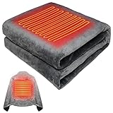 気ひざ掛け 電気ブランケット 70×100cm 電気肩かけ USB式電気ひ フランネル ふわふわ リバーシブル 暖房器具 テント泊用 掛け