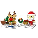 Andux Space ミニ ブロック 積み木 クリスマス ABS 軽量 2組セット KLJM-02 (サンタクロース+鹿)