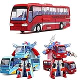 ランフィー　子供のための青/赤いロボットのバスのバストランスフォーマー　レッド