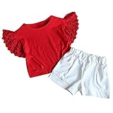 ベビー服 タンクトップ Timsa 女の子 子供服 半袖Tシャツ 上着＋ズボン 2点セット 衣装 フライスリーブ 無地 柔らか 着心地 お祭り パーティー ダンス 日常生活 カジュアル 可愛い 2-7