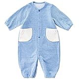 赤ちゃんの城 ツーウェイドレス ボーダーポッケ 50～70 ブルー