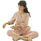 FEVON　パジャマ　レディース　上下セット　春　秋　長袖　ロングパンツ　おしゃれ　花柄　ルームウェア　前開き　産後　授乳服　授乳口付き　部屋着　寝間着 便利服　柔らかい　綿　レース　袖丈調整可能