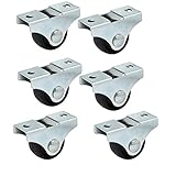 uxcell キャスターホイール 金属 PP 家具トロリー 長方形非旋回プレート 2マウントホール 6個入り