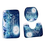 3pcsルームラグセット、sunbonaクリスマスバスルーム滑り止め台座ラグ+蓋トイレシートカバー+バス吸収性マット