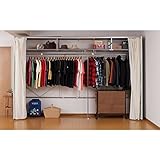 カーテン付きクローゼットロッカー　上棚付き　（ワイドタイプ）　ホワイト色