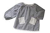 BABY tree こども 後ろ開き 防水 長袖 スモック (90, ブルー)