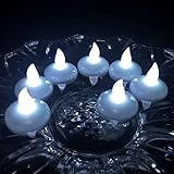 Atcket （ホワイト、12個入りパック）バッテリー付きLEDフローティングティーライト防水無炎キャンドルフェスティバルパーティーウェディング用