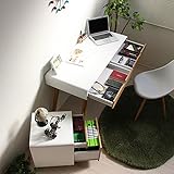 パソコンデスク 完成品 デスク シンプル チェストセット 120cm幅 ホワイト 北欧 HMA004